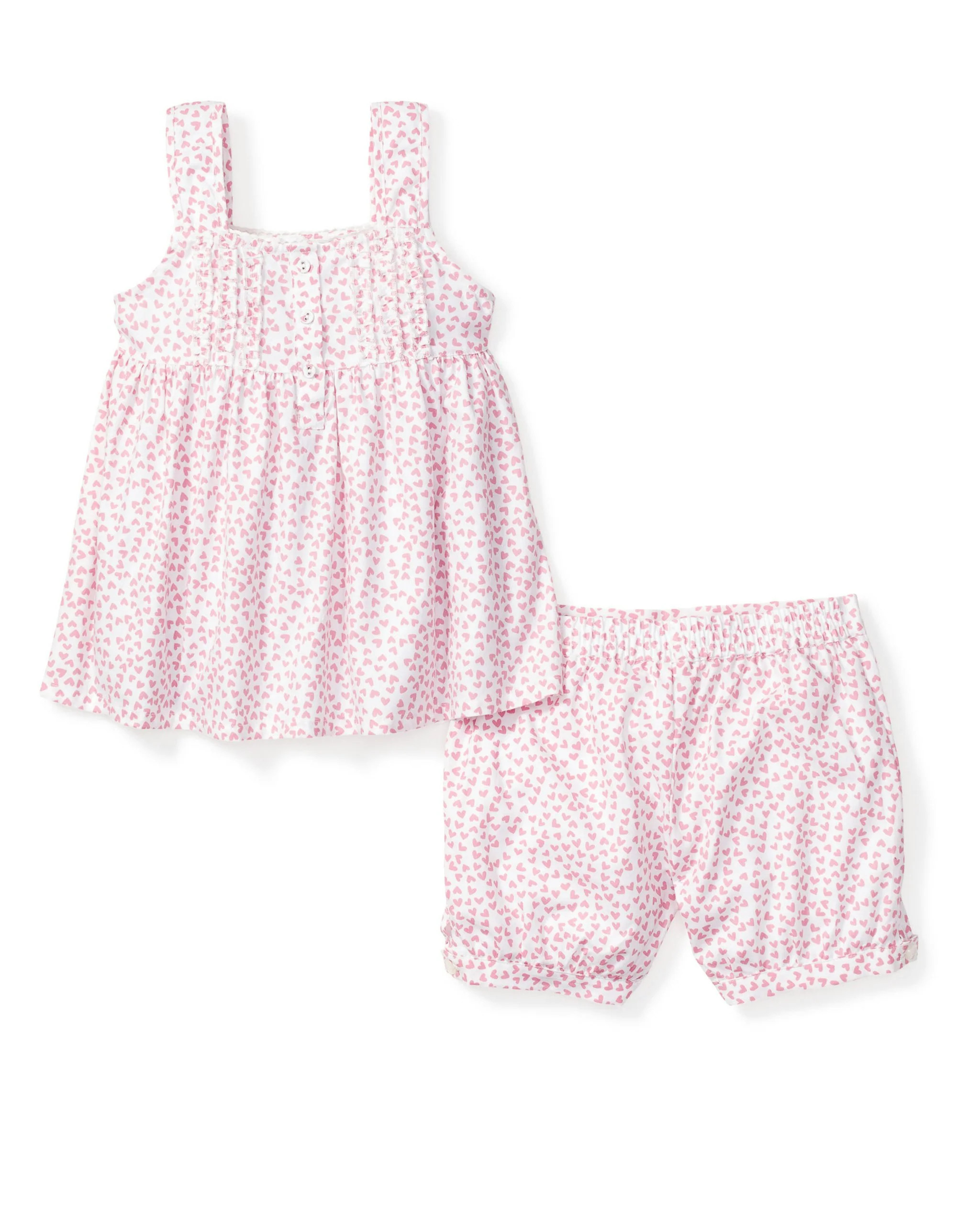 Girl's Twill Charlotte Short Set in Sweethearts | Petite Plume