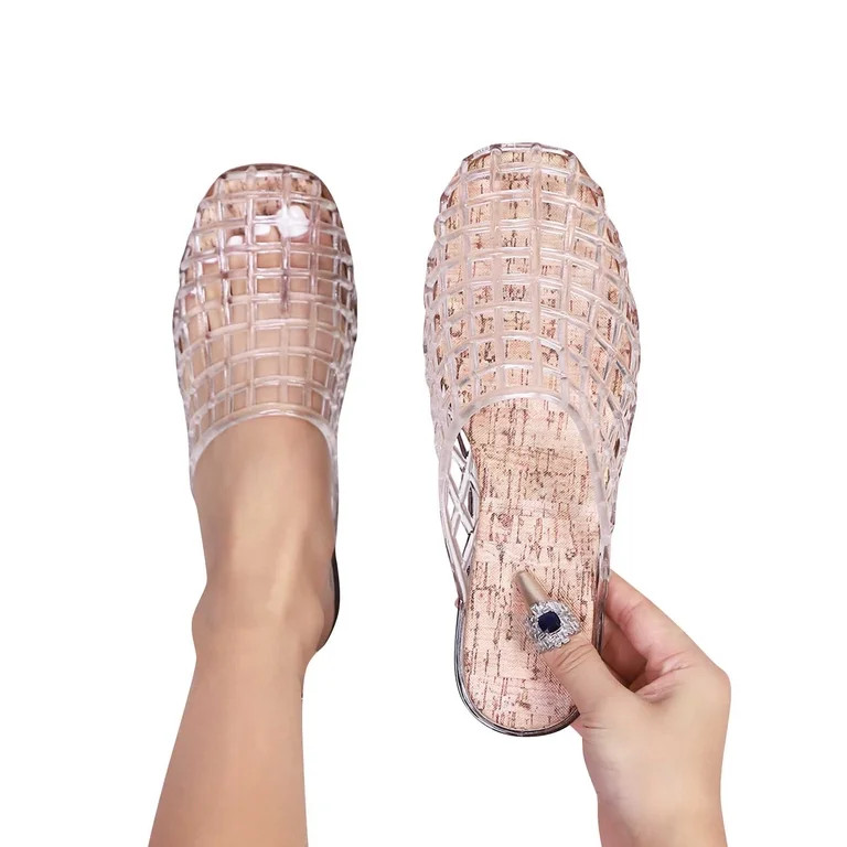 Women's Mesh Hollow Out Jelly Mule Shoes, Closed Toe Slip On Summer Flats, Breathable Casual Beac... | Walmart (US)