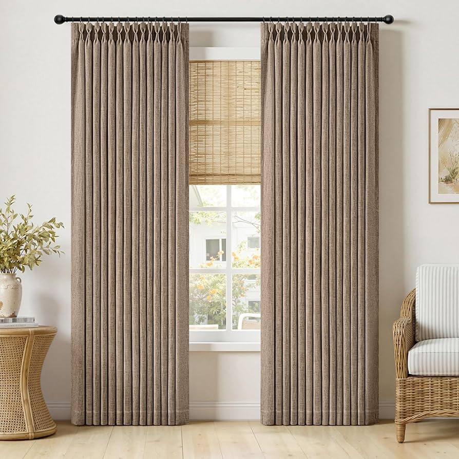MIULEE Pinch Pleated Thick Linen Curtains 90 Inches Long 2 Panels for Living Room Bedroom, Linen ... | Amazon (US)
