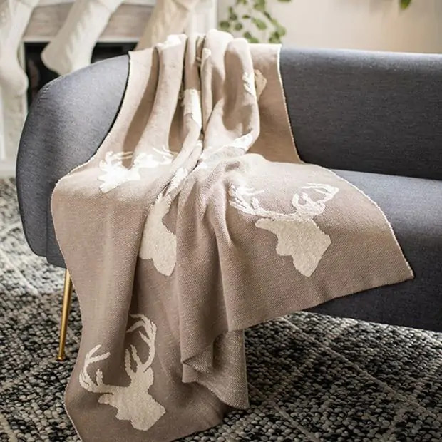 Cozy Reindeer Silhouette Throw Blanket | Antique Farm House