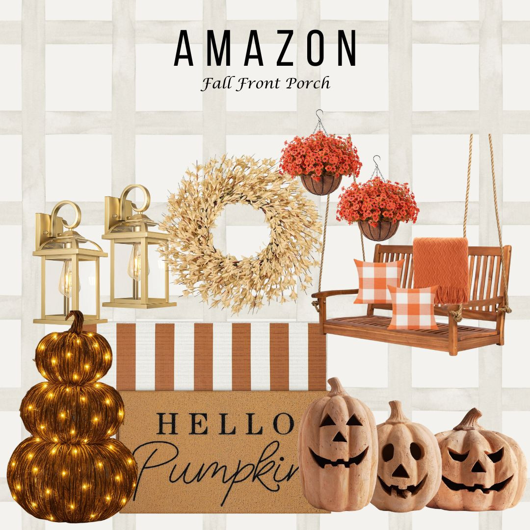 My favorite Amazon finds for a cozy fall front porch 🍂🪵 From glowing pumpkin lights to a welcoming wreath and lanterns, these must-haves make it easy to create an inviting space for fall nights. Perfect for porch swings, doormats, and all the cozy vibes!  #AmazonFinds #FrontPorchDecor #CozyHomeDecor #FallVibes #FallPorchStyle #falldecor
 

 #LTKSeasonal #LTKHome #LTKItBag