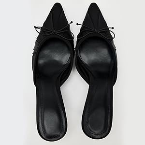Kitten Heel Bow Mules for Women Slip On Mules Backless Low Heel Pumps Pointed Toe Wedding Party D... | Amazon (US)