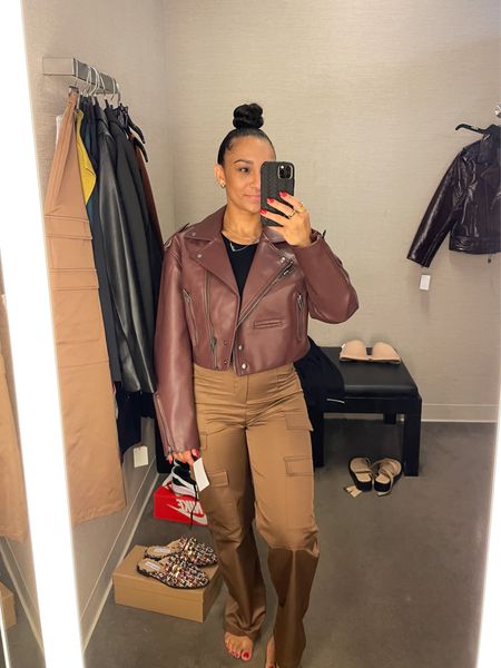 Same Moto jacket, different color and in size S. These pants started growing on me after a bit, they fit like a glove but I personally like a little room and there’s no stretch.

#LTKxNSale #LTKSeasonal #LTKsalealert