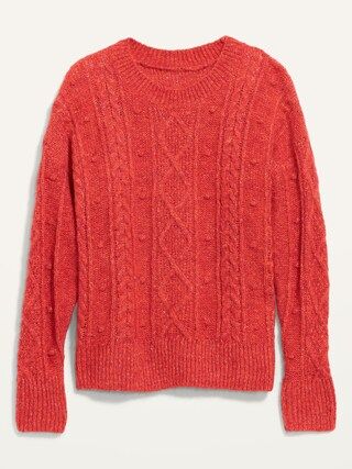Marled Cable-Knit Popcorn Sweater for Women | Old Navy (US)