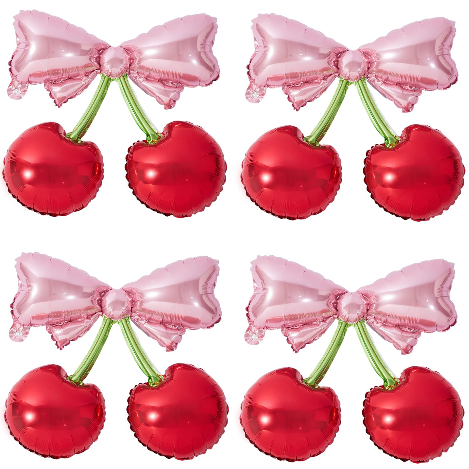 4Pcs Pink Bow Red Cherry Balloons for She's The Cherry On Top Party Foil Balloons Berry First Bir... | Amazon (US)