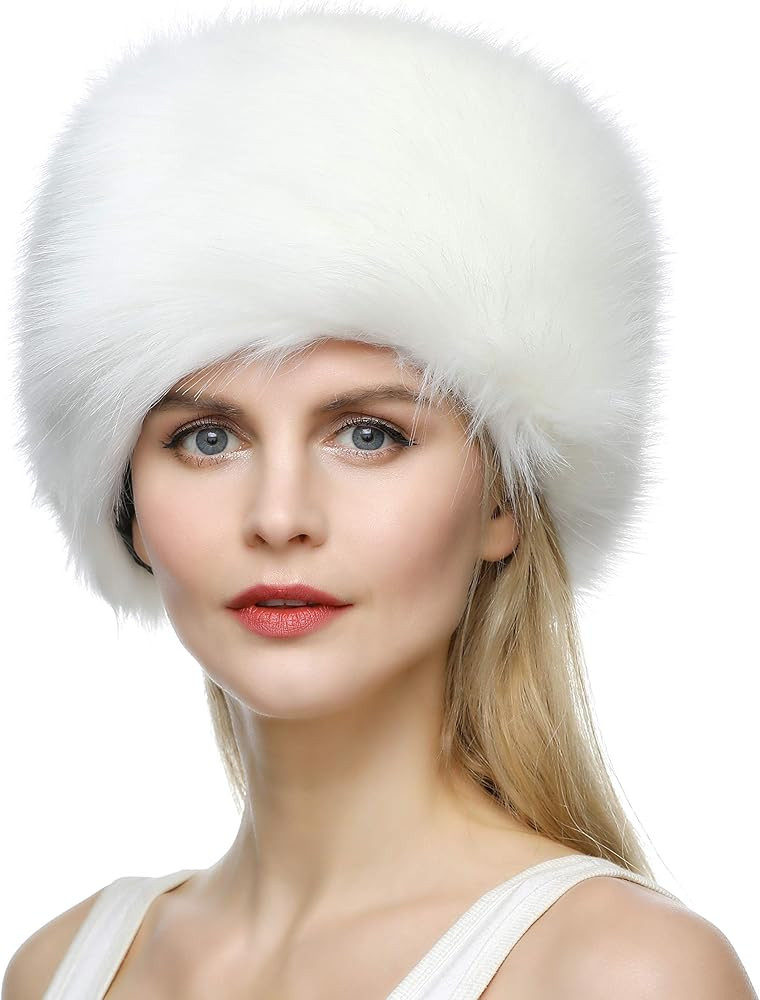 Dikoaina Faux Fur Cossack Russian Style Hat for Ladies Winter Hats for Women | Amazon (US)