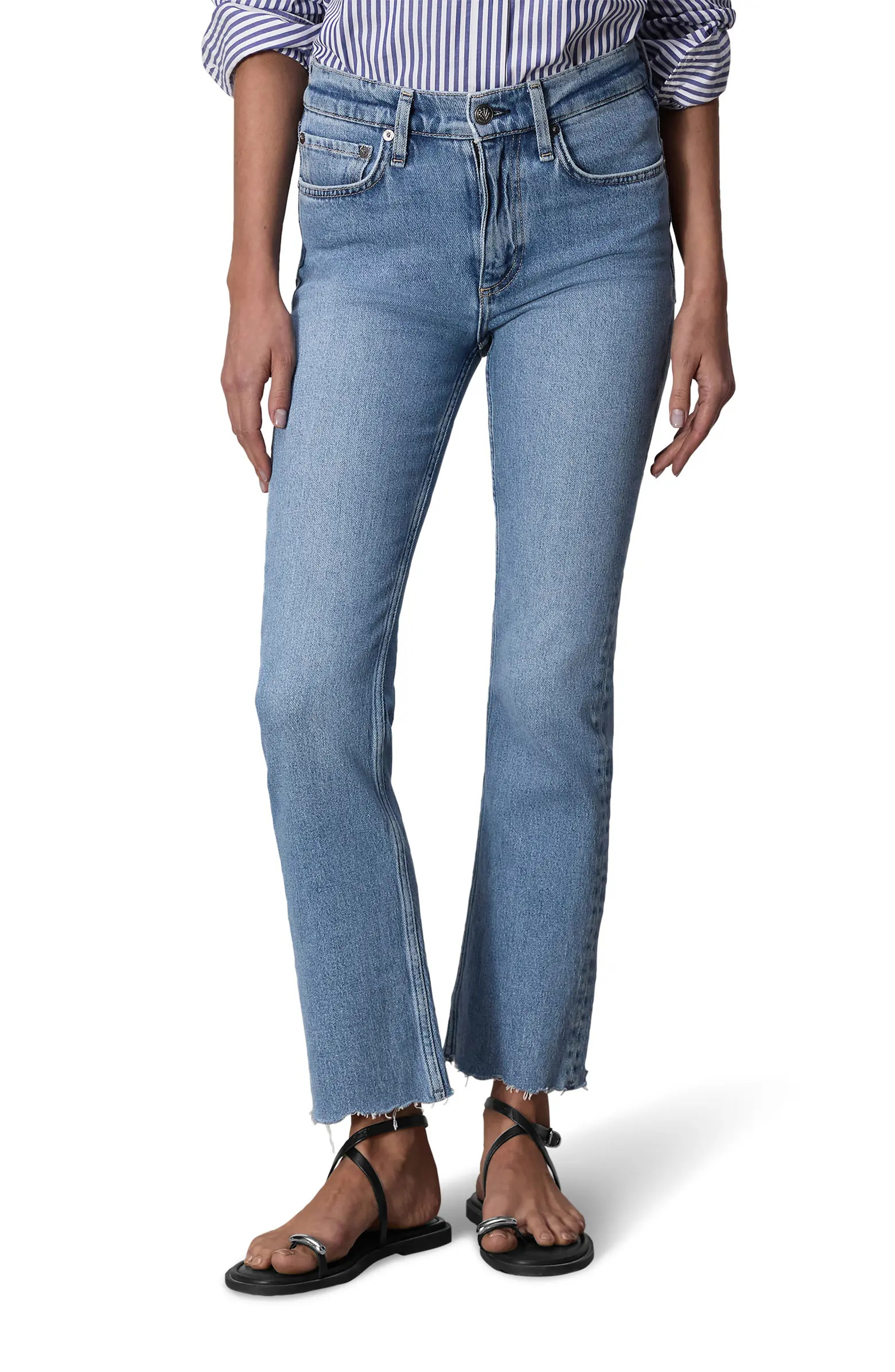 Peyton Raw Hem Mid Rise Ankle Bootcut Jeans | Nordstrom