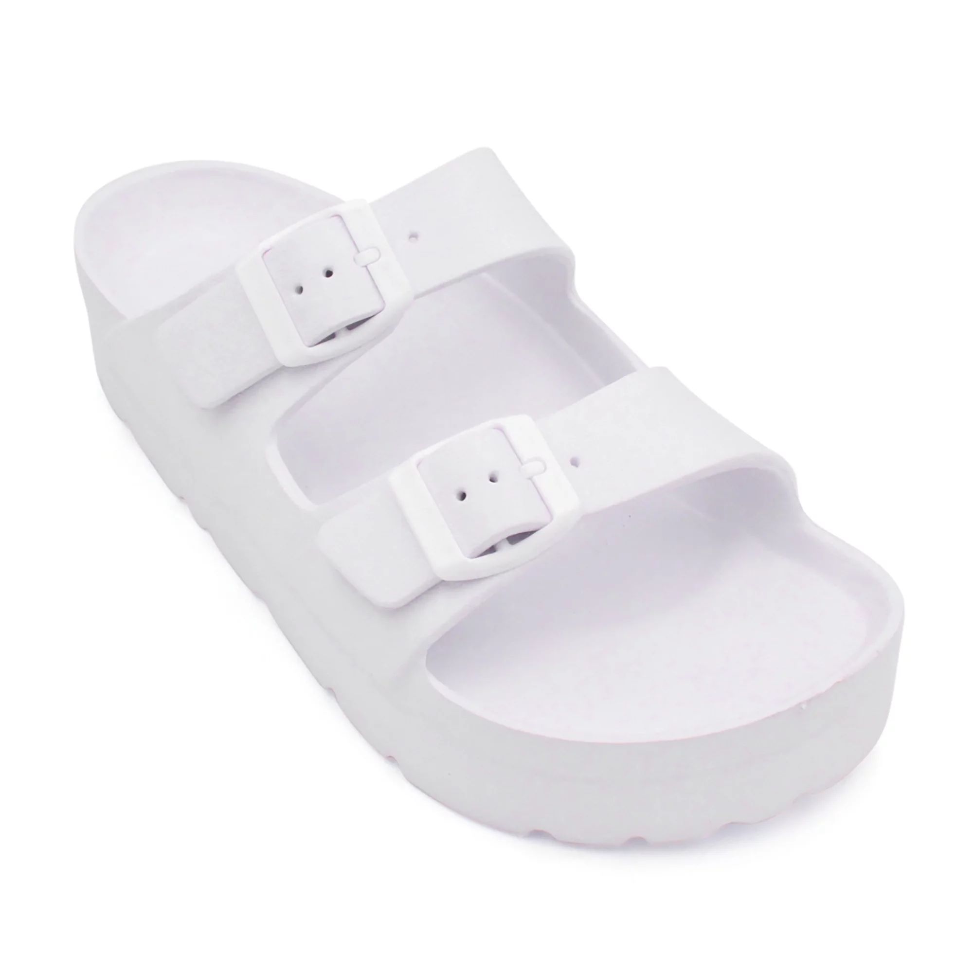 LAVRA Womens Double Buckle Platform Sandals Rubber Slides - Walmart.com | Walmart (US)