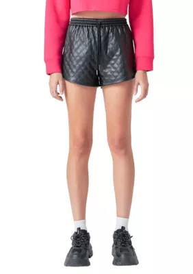 Grey Lab Women's Faux Leather Diamond Stitch Shorts | Belk