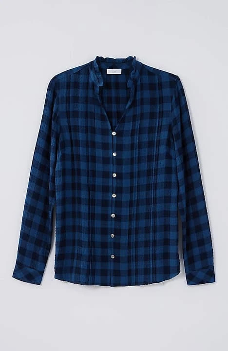 Plaid Crinkle-Textured Button-Front Top | J. Jill