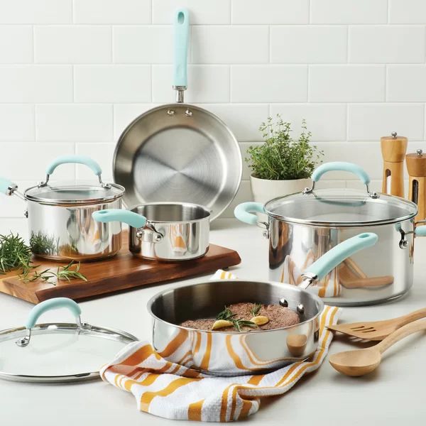 Rachael Ray Create Delicious Stainless Steel Cookware Set, 10-Piece | Wayfair North America