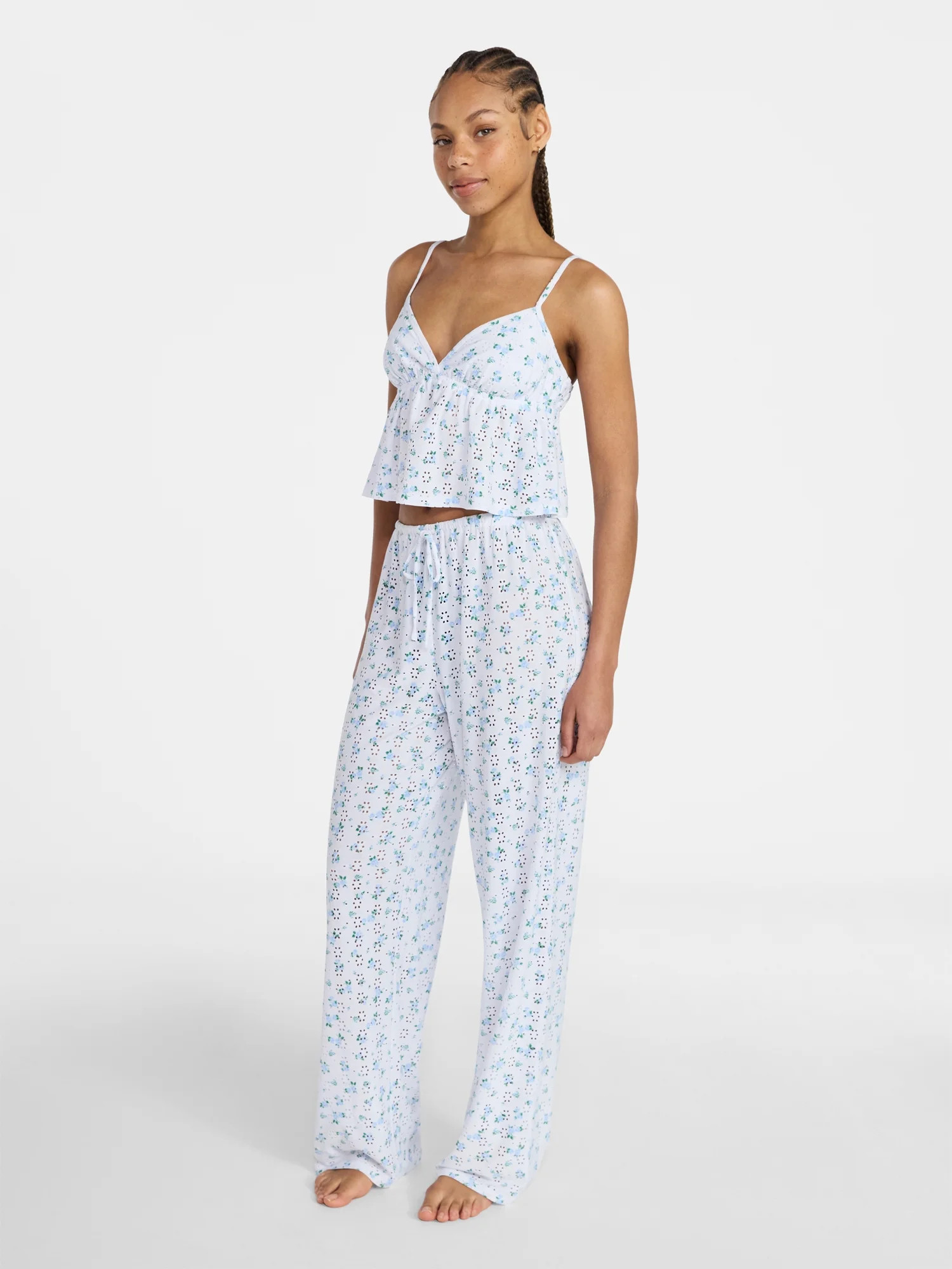 No Boundaries Eyelet Cami and Pants Sleep Set, 2-Piece, Women's XS-XXL | Walmart (US)