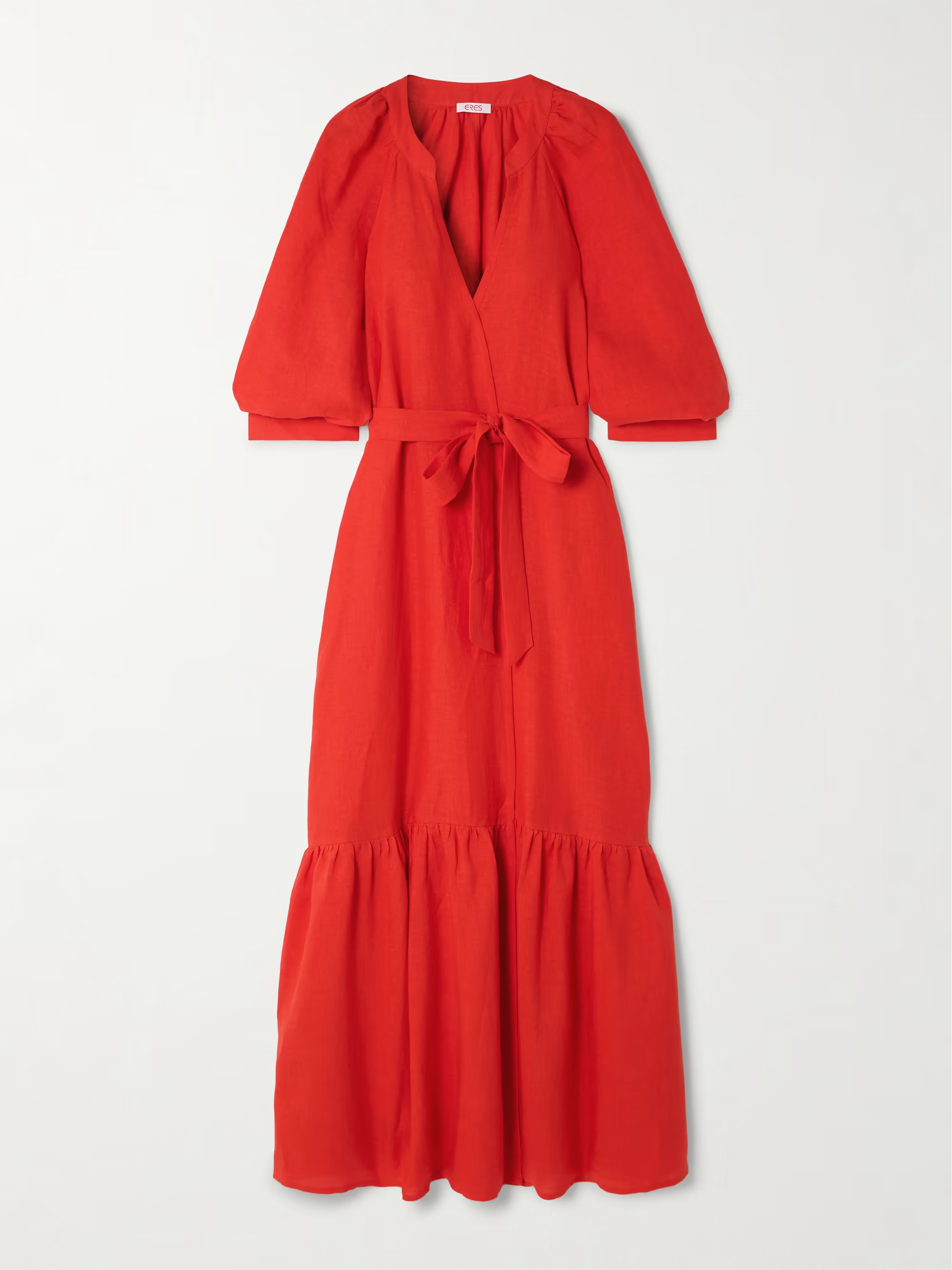 Joie tiered belted wrap-effect linen maxi dress | NET-A-PORTER (US)
