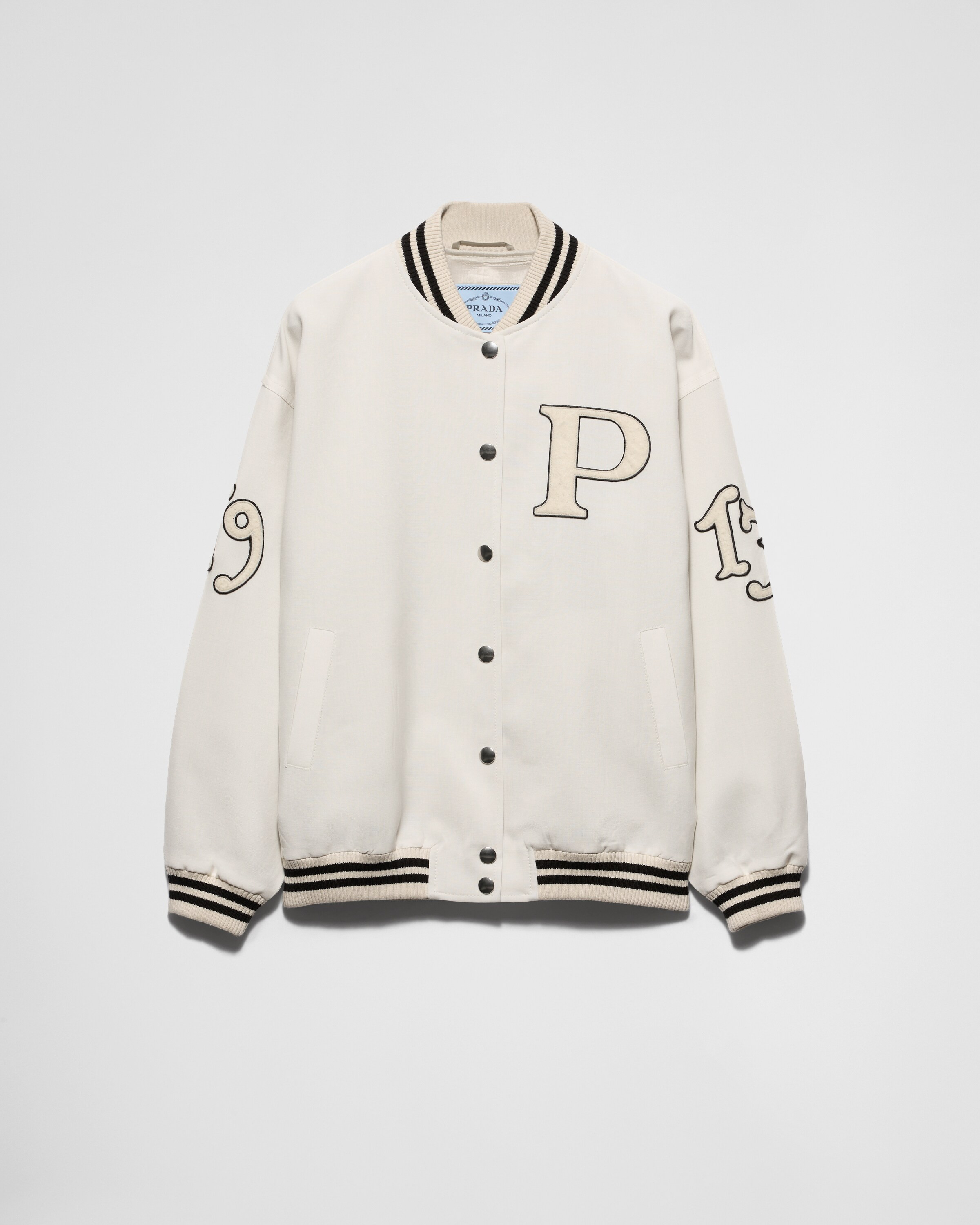 Kid mohair bomber jacket with patches | Prada US