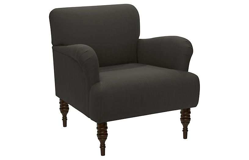 Nicolette Club Chair, Charcoal Linen | One Kings Lane