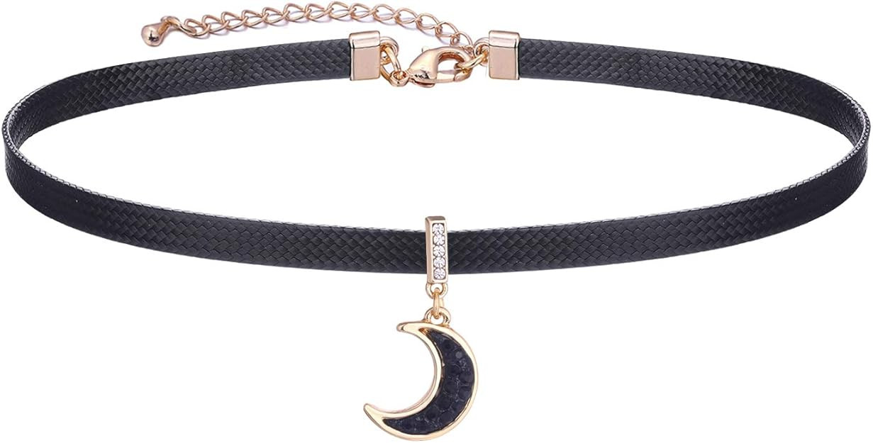 Black Choker Necklace for Women,Gold/Siver Tone Choker Necklace with Elegant Pendant | Amazon (US)