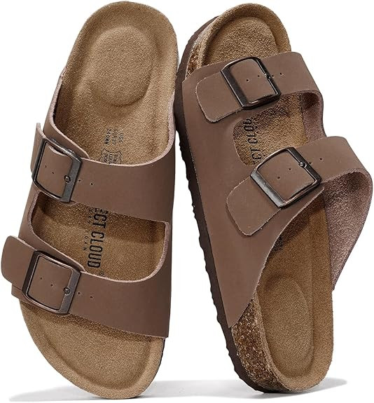 Project Cloud Genuine Leather Flat Sandals Women 2025 Beach Essentials Womens Sandals Memory Foam... | Amazon (US)