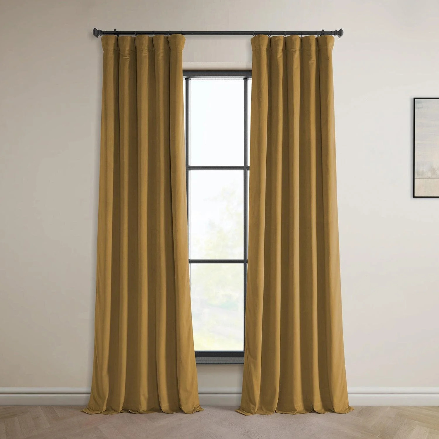 Retro Gold Heritage Plush Velvet Room Darkening Curtain | Half Price Drapes
