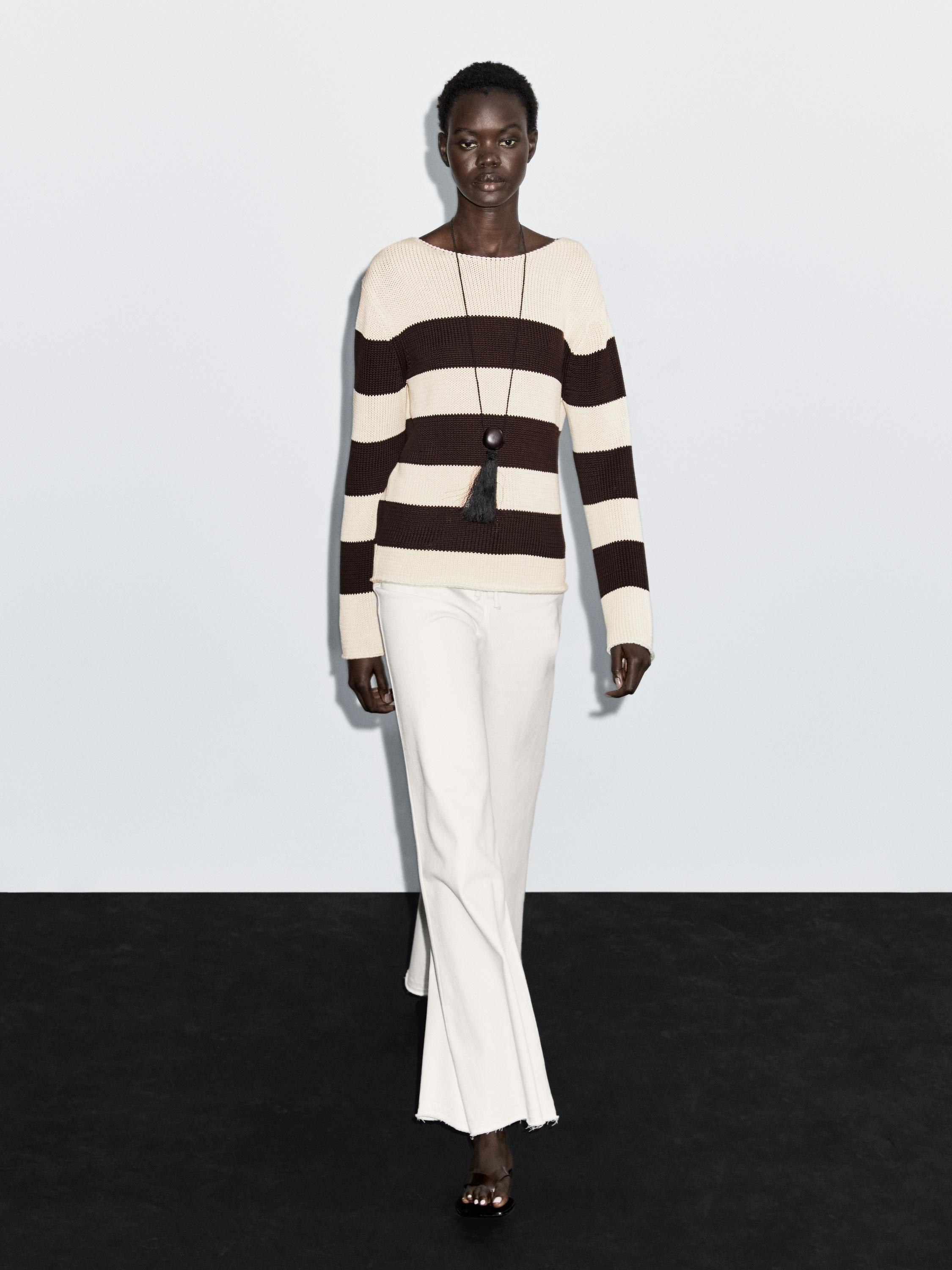 100% cotton striped knit sweater | Massimo Dutti UK