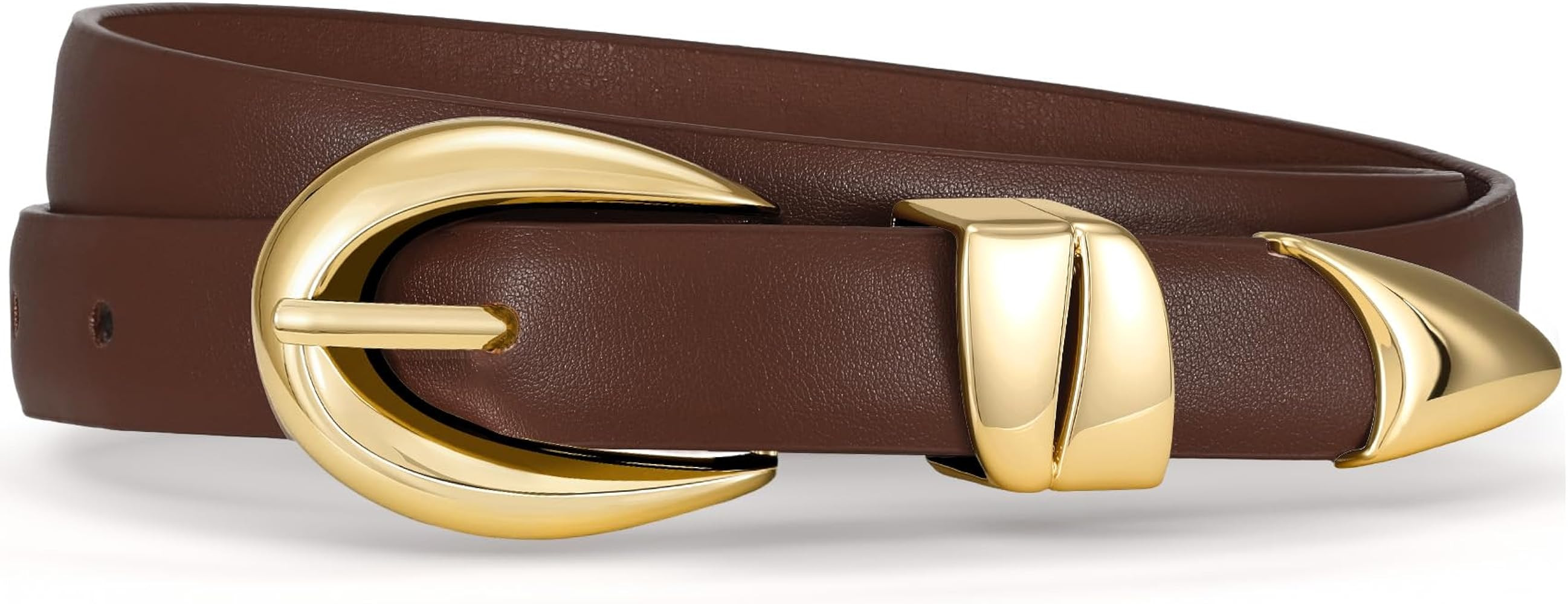 SANSTHS Women Leather Belt for Jeans Pants Fashion Ladies Skinny Belt for Dresses Thin Belt | Amazon (US)