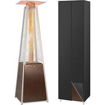 Hykolity Pyramid Patio Heater, 48000 BTU Glass Tube Propane Patio Heater with Wheels and Cover, O... | Amazon (US)