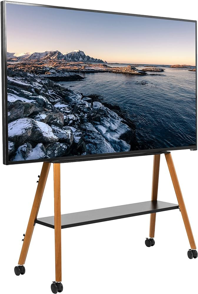 VIVO Rolling Artistic Easel 49 to 75 inch LED LCD Screen Mobile Studio TV Display Stand, Wood Acc... | Amazon (US)