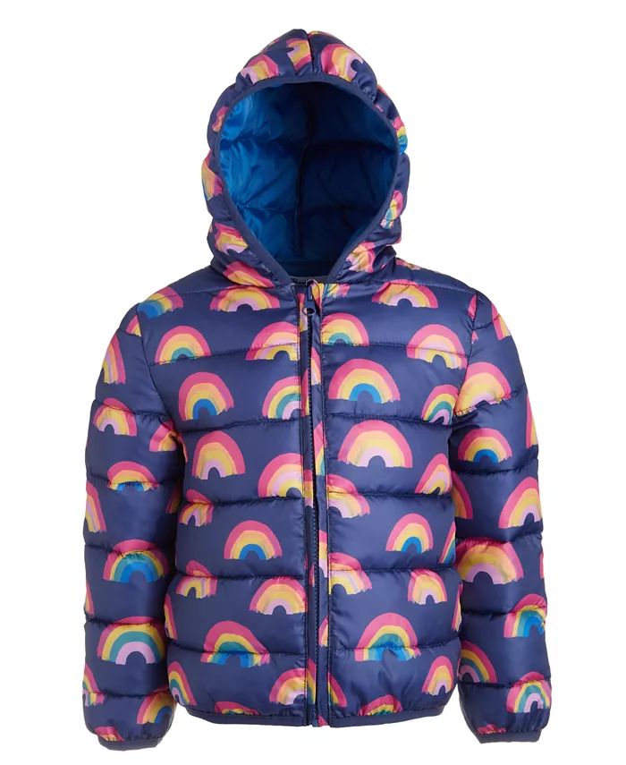 Toddler & Little Girls Quilted Rainbow-Print Packable Hooded Puffer Jacket, Created for Macy's | Macy's