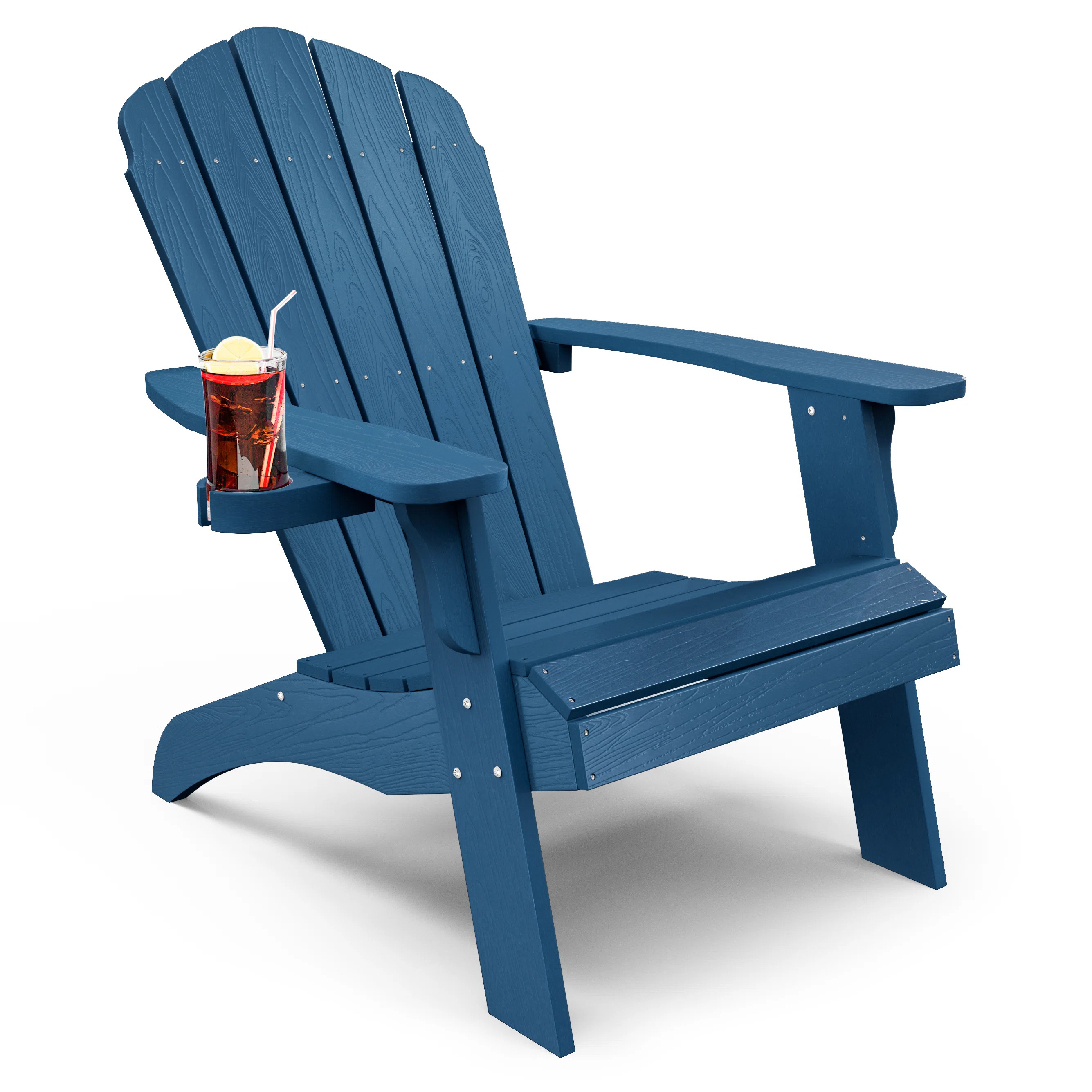 Allurine 32" W HIPS Plastic Weather Resistant Adirondack Chair with Cup Holder | Wayfair North America