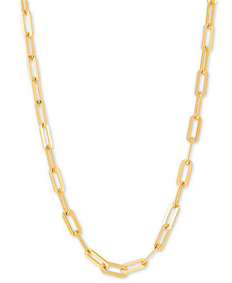 Paperclip Link 18" Chain Necklace in 18k Gold-Plated Sterling Silver or Sterling Silver, Created ... | Macys (US)