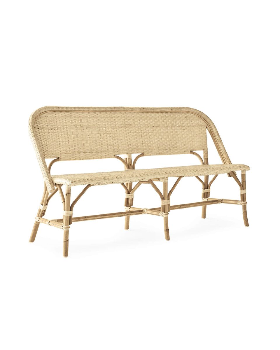 Sunwashed Riviera Rattan Bench | Serena and Lily