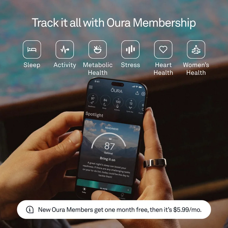 Oura Ring 4, Gold, Size 9, Smart Wearable, Sleep, Fitness & Heart Rate Tracker, 8-Day Battery (Si... | Walmart (US)