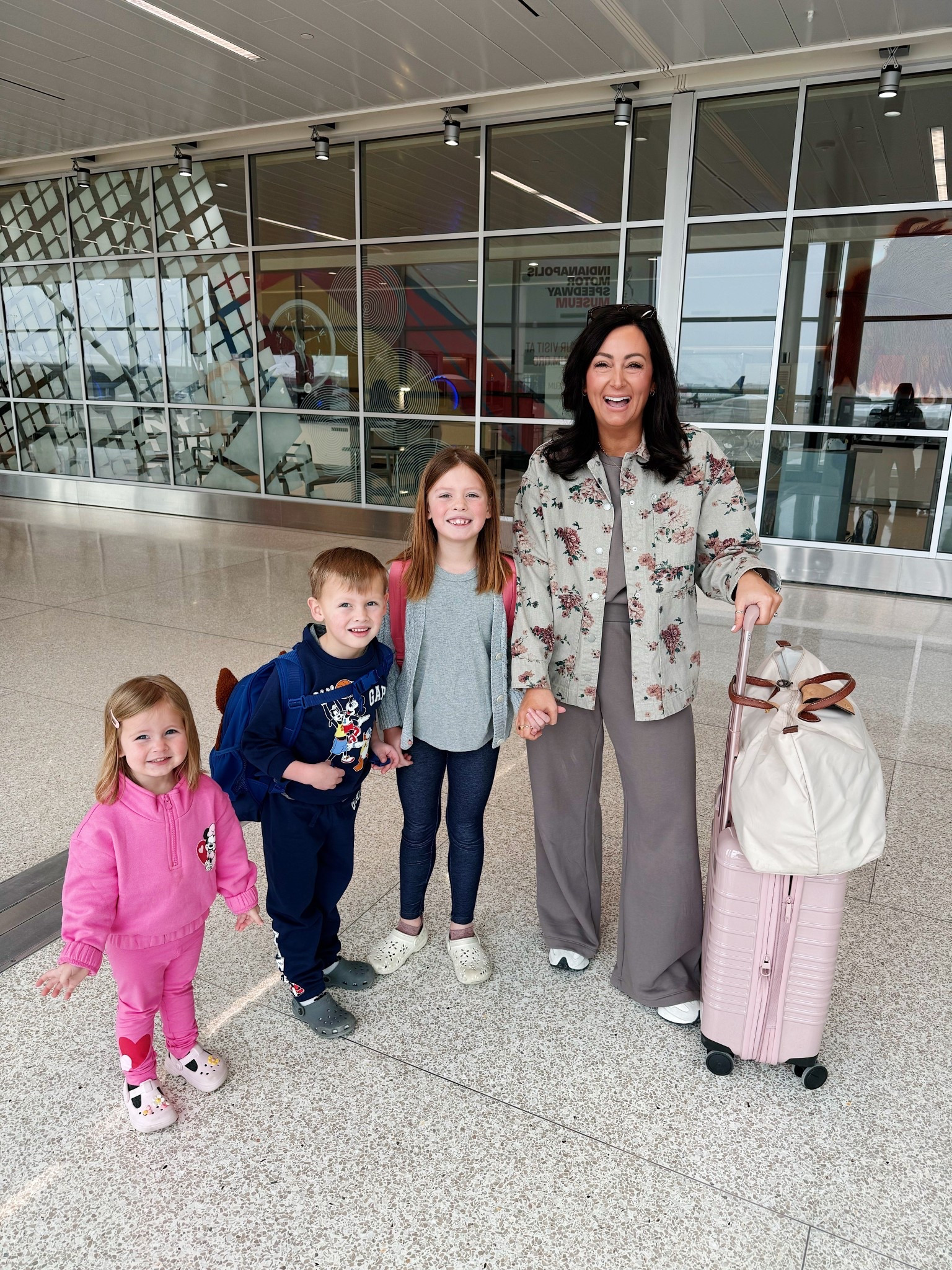 Medium top/ medium pants/ jacket not online yet but runs big, wearing a small 

#LTKTravel #LTKmomlife #LTKKids