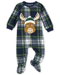 Unisex Baby And Toddler Matching Family Moose Plaid Fleece One Piece Pajamas | The Children's Place
