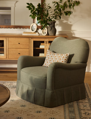 Middleton Skirted Accent Chair by Ginny Macdonald, Sage Performance Striated Velvet | Lulu and Georgia 