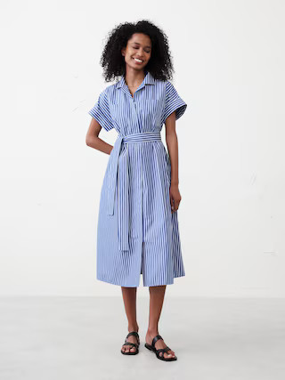 Tie-Waist Midi Shirtdress | Banana Republic Factory