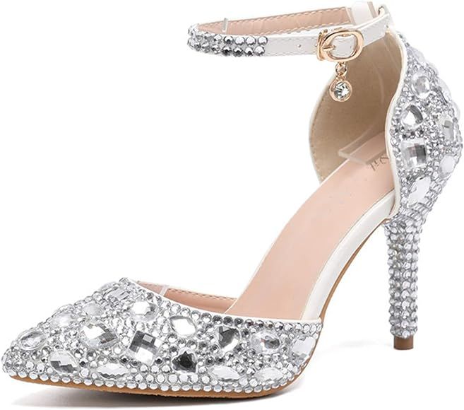 Amazon.com | Minishion Women's Rhinestone Wedding Shoes High Heel Formal Party Evening Prom Pumps... | Amazon (US)