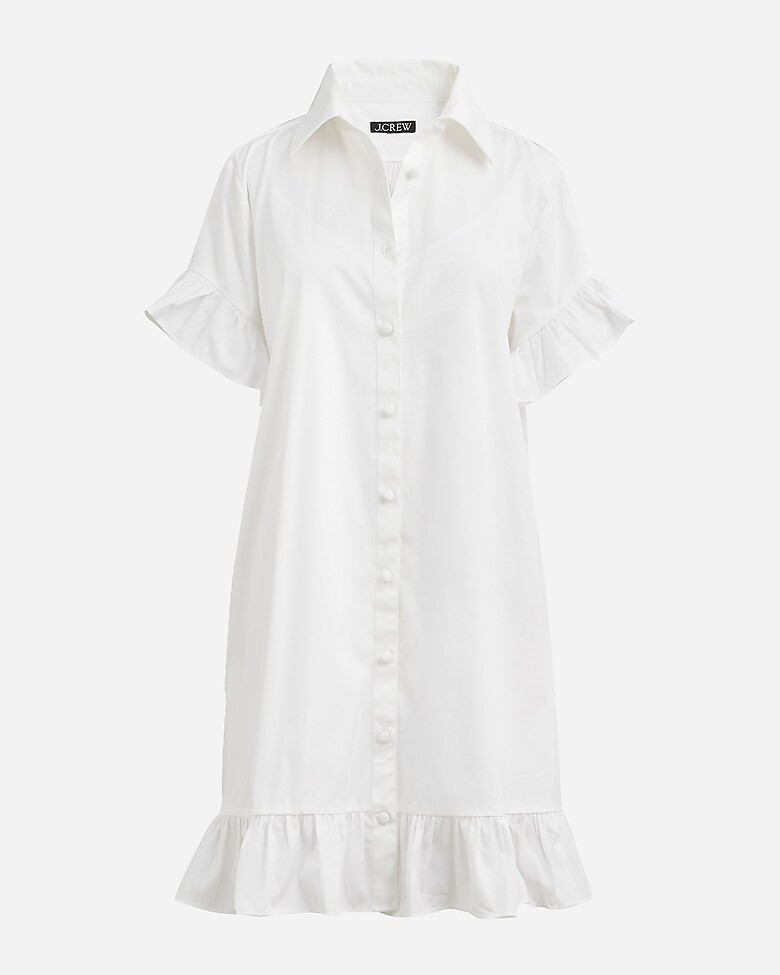Ruffle-hem shirtdress in cotton poplin | J. Crew US