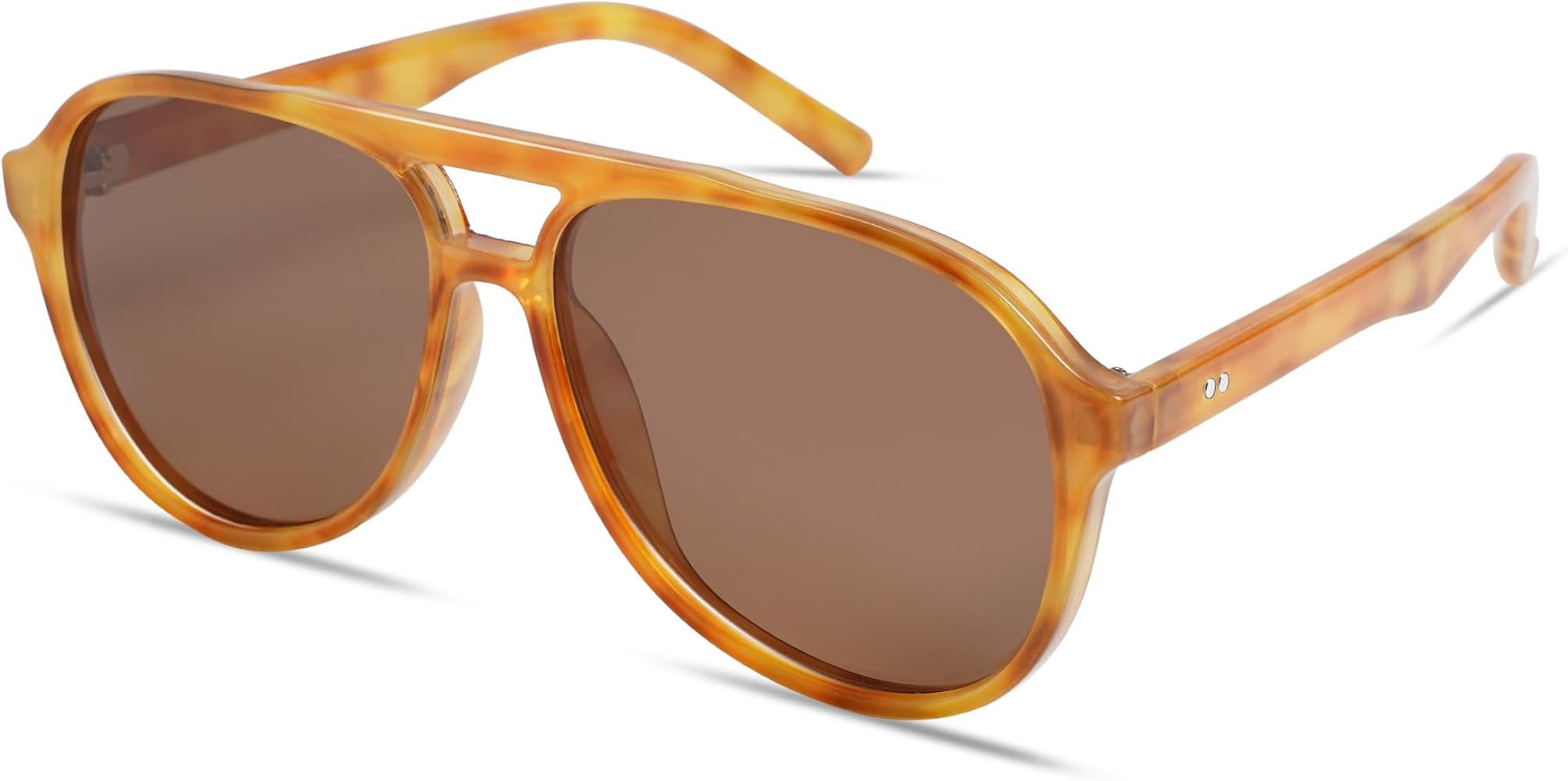 Polarized Square Aviator Sunglasses for Women Mens 70s Retro Double Bridge Sunnies AP3654 | Amazon (US)