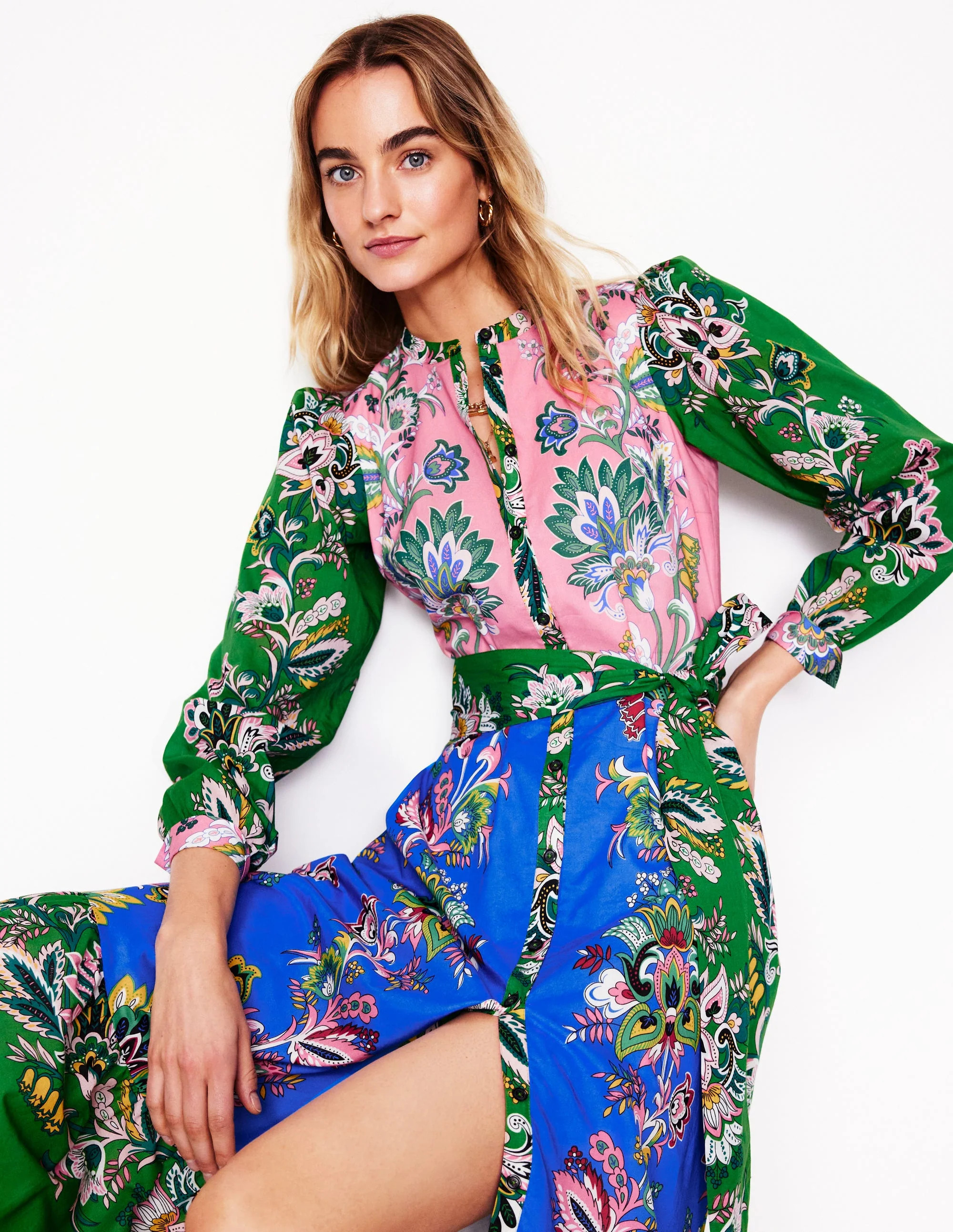 Mia Tiered Shirt Dress-Multi, Botanica Terrace | Boden (US)