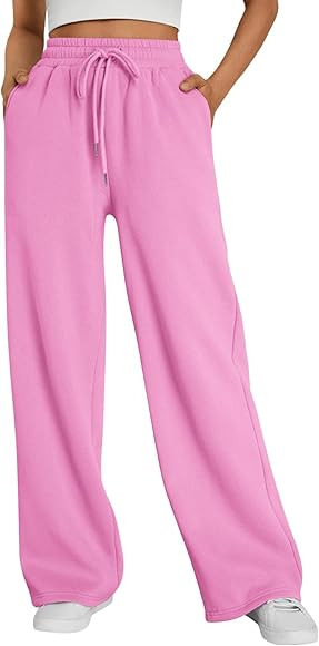 Womens Sweatpants Wide Leg Lounge Pants Baggy High Waisted Straight Leg Drawstring Athletic Flare... | Amazon (US)