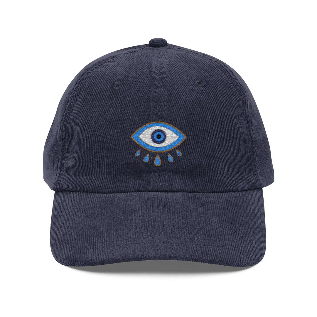 Embroidered Evil Eye Corduroy Cap: Retro Mystical Hat - Etsy | Etsy (US)