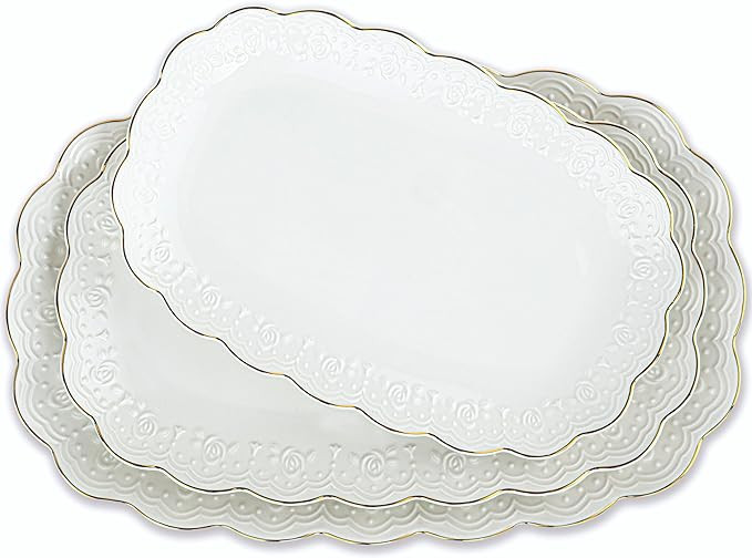 Kassel Ceramic Serving Platter Set | 14”/12”/10” Oval Serving Trays for Entertaining at Par... | Amazon (US)