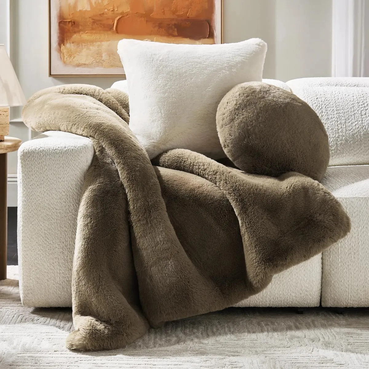 Shay Faux Fur Throw 50" X 60" - Rich Mocha | Z Gallerie