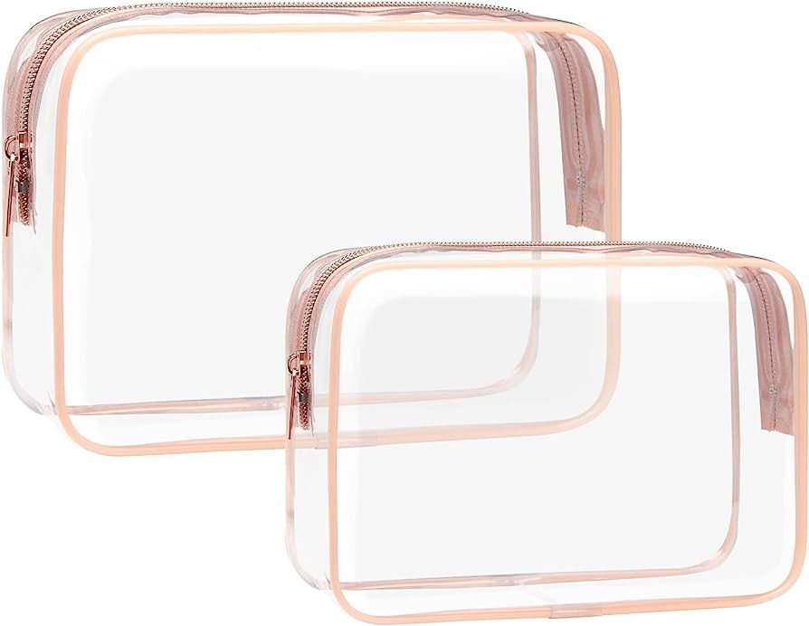 F-color TSA Approved Toiletry Bag 2 Pack Clear Travel Bags for Toiletries - Clear Makeup Bags Cle... | Amazon (US)