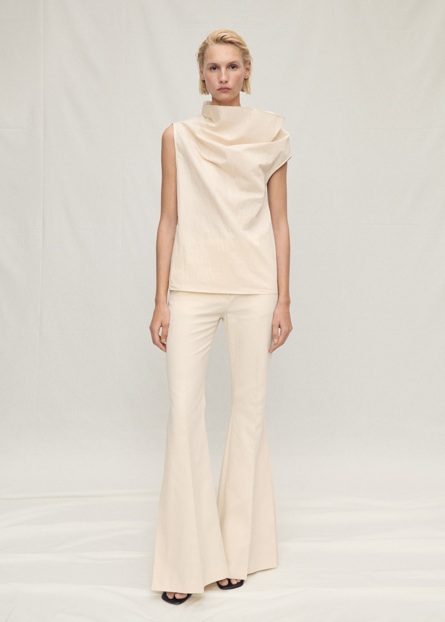 Cotton blouse with asymmetrical collar - Women | MANGO United Kingdom | MANGO (UK)