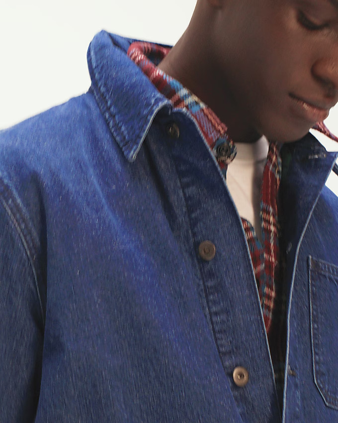 Patch-pocket denim jacket with flannel lining | J. Crew US