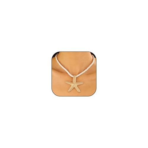 Starfish Necklace Gold Seashell Charm Necklace for Women Beach Necklace Trendy Shell Necklace Seashell Surfer Neclace Beach Jewelry Boho Layered Necklaces Summer Dresses Accessories for Women | Amazon (US)