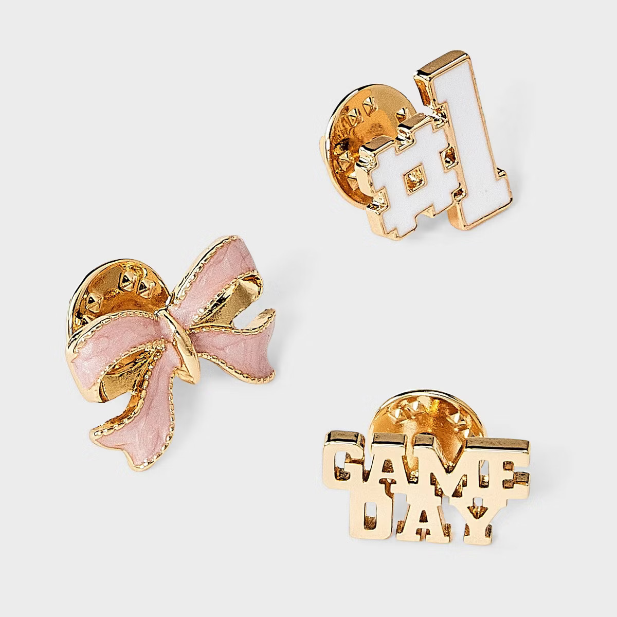 Game Day Bow Pin Set 3pc - Universal Thread™ Gold/Pink/White | Target