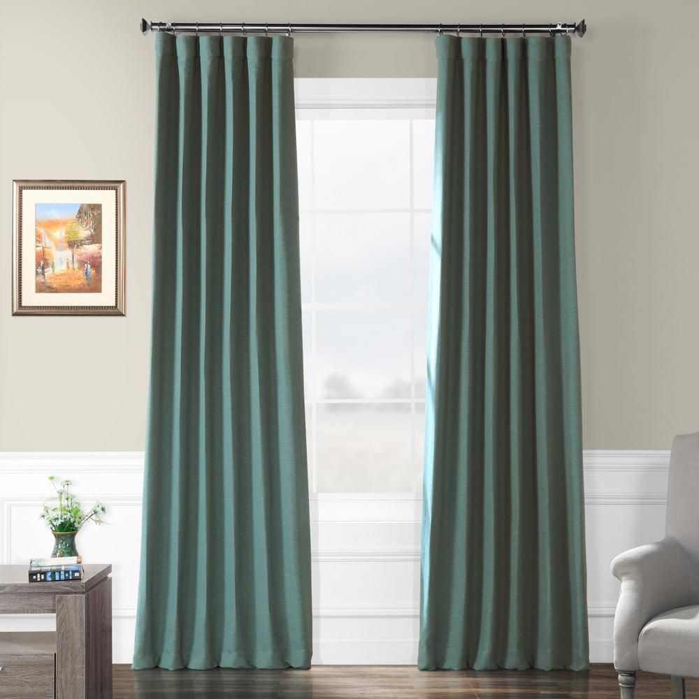 Exclusive Fabrics & Furnishings Semi-Opaque Jadite Green Bellino Blackout Curtain - 50 in. W x 96 in | The Home Depot