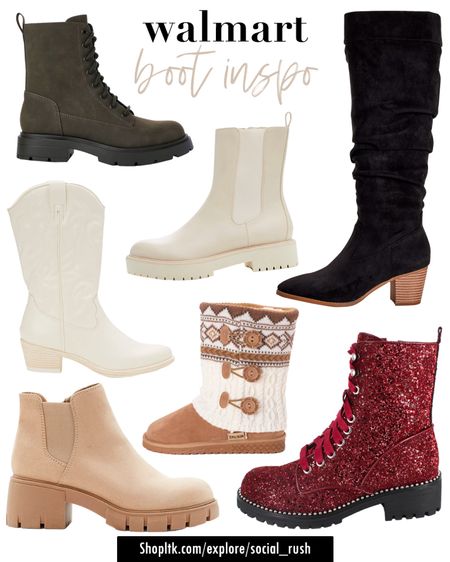 Walmart Boot Inspo, Ankle Boots, Glitter Boots, Combat Boots, Brown Boots, Black Boots, Knit Boots, Chelsea Boots, Slouch Boots, Western Boots, Booties, Lace Up Boots

#LTKstyletip #LTKSeasonal #LTKshoecrush